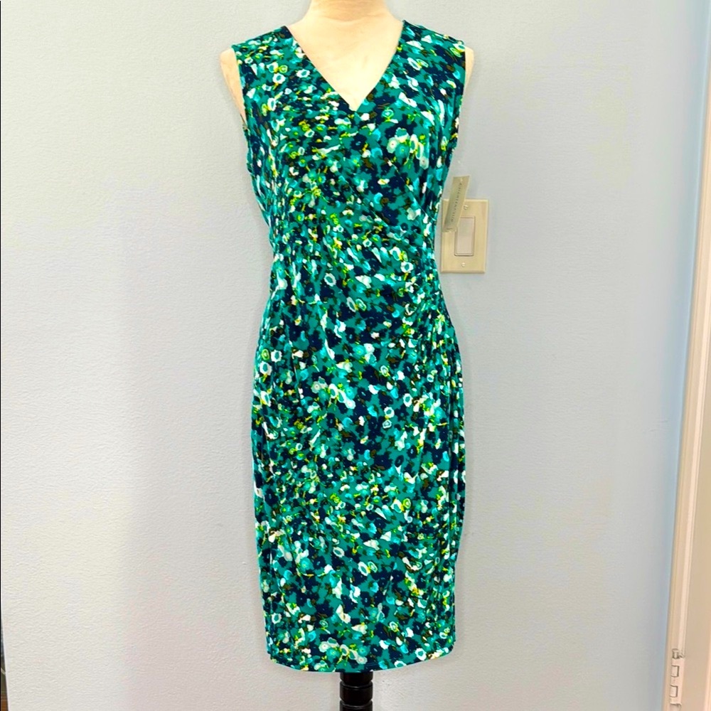 Sleeveless Floral Faux Wrap Dress
